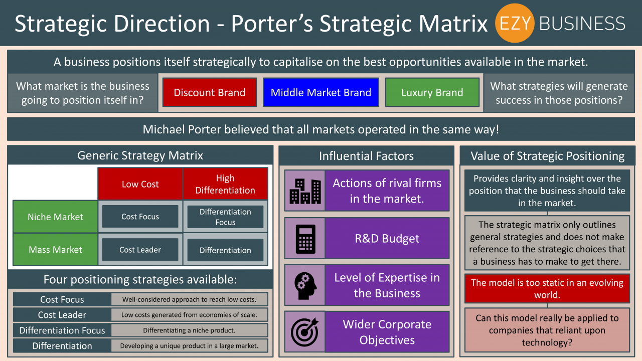 Business Studies Year 13 revision Day 14 - Strategic Direction, Porter's Strategic Matrix