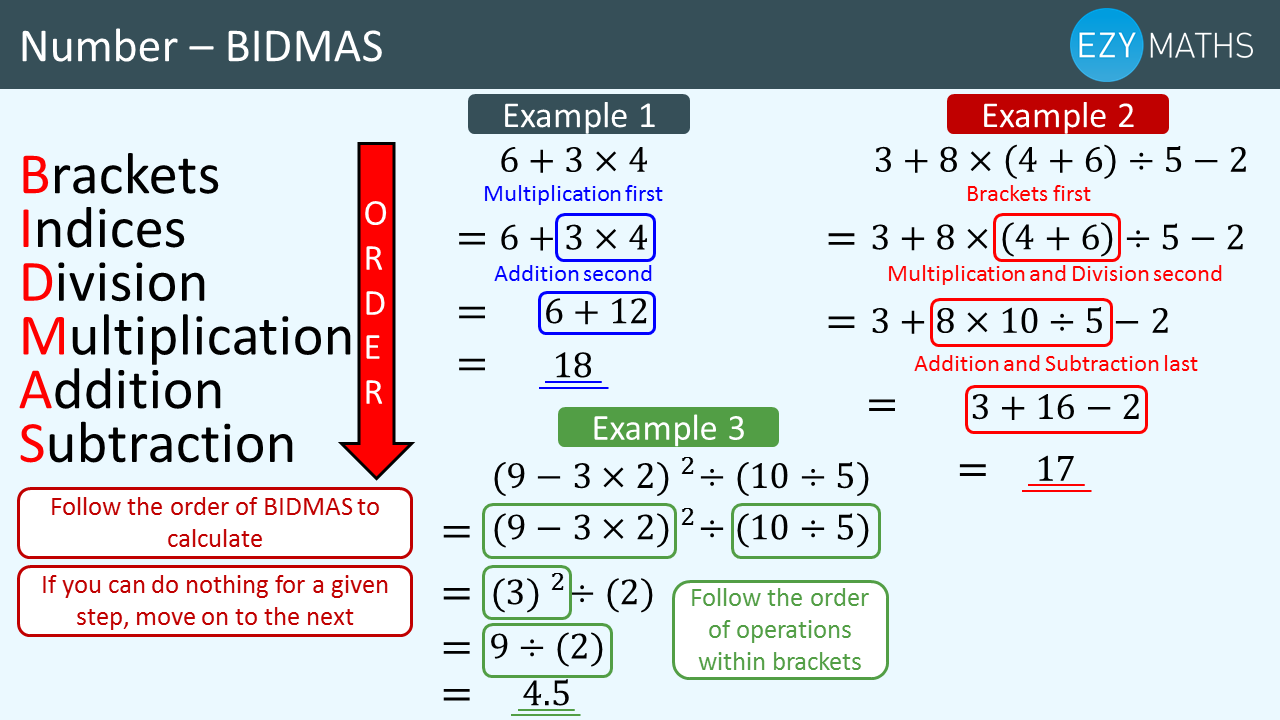 Maths GCSE exam revision BIDMAS EzyEducation