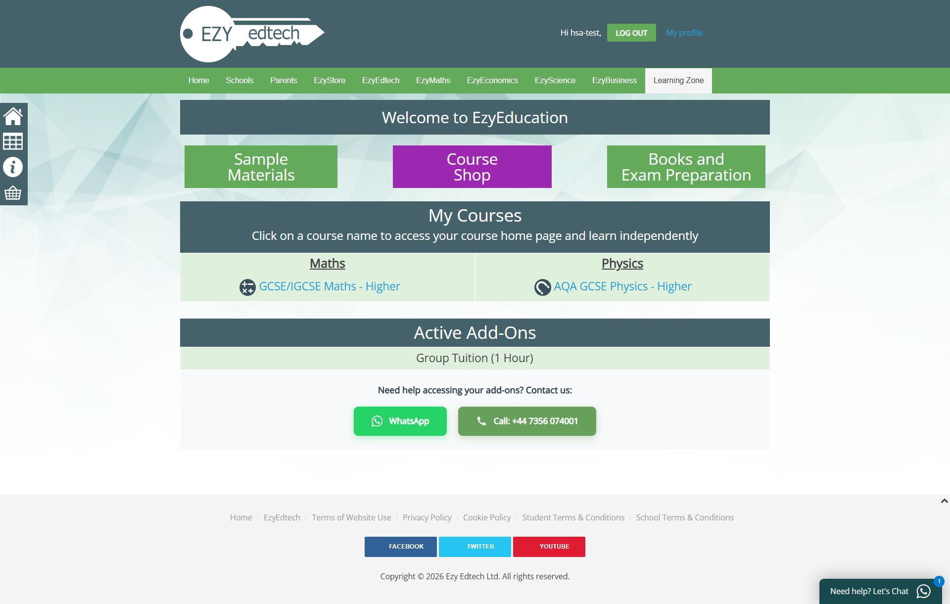 Learning Zone with Courses