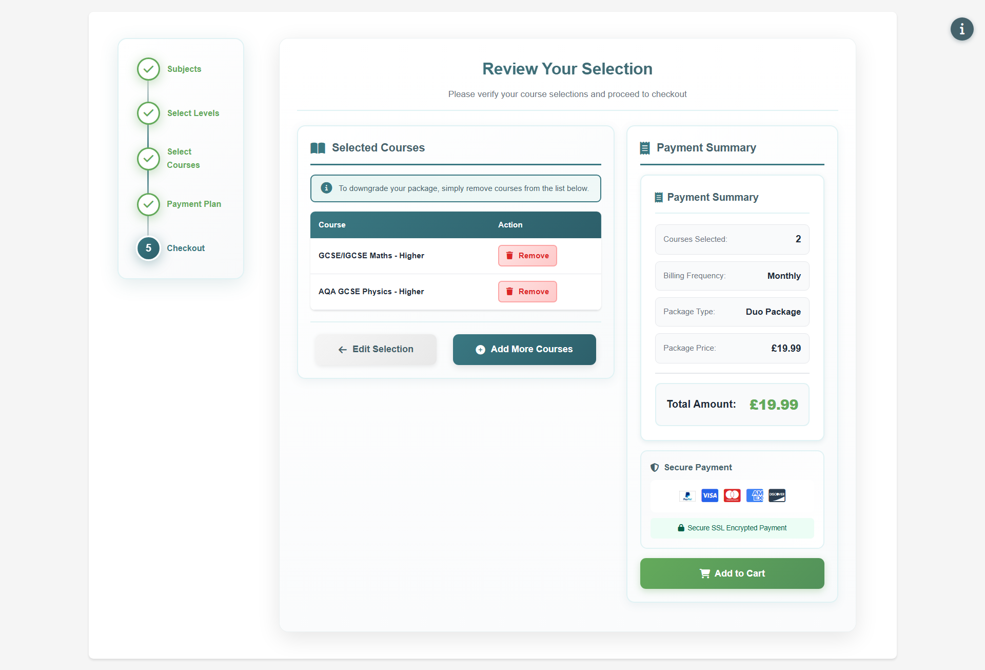 Form Step 5 - Review Your Selection