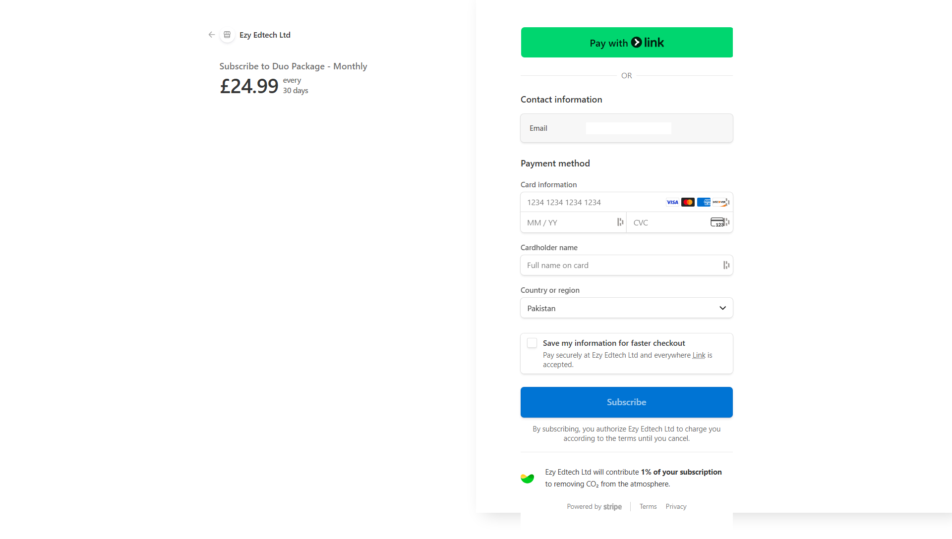 Stripe Payment Form